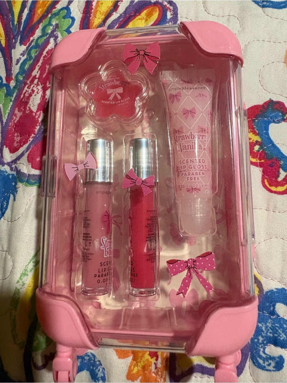 Strawberry Vanilla Pink Scented Lip Gloss Set by